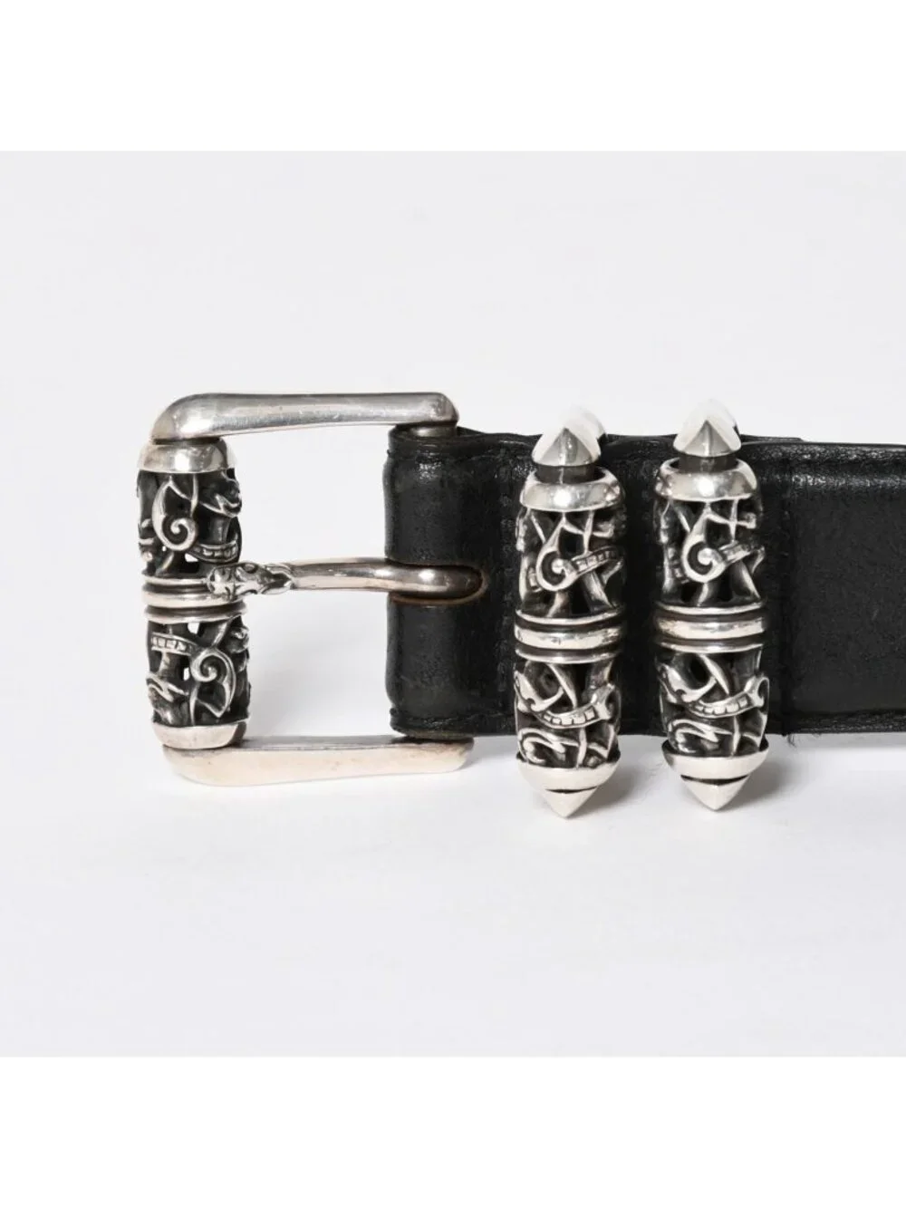 Chrome Hearts Blt Roller Belt 32 Black Leather 925 Sterling Silver